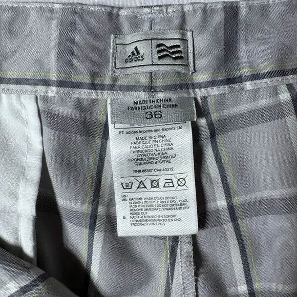 Adidas Shorts Mens 36 Gray Plaid Golf Preppy - Picture 4 of 16